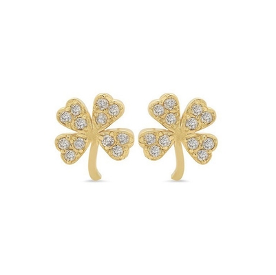 18K złoto pokryte 925 Sterling Silver Clover Stud kolczyk