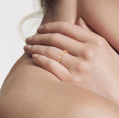 Klasyki Zirkon Eternity Band Złote biżuteria US rozmiar 10 Jasny pierścionek CZ