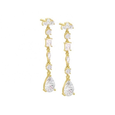 Inspiracja religijna S925 Sterling Silver Gemstone Drop Earrings w 18K Gold Plating