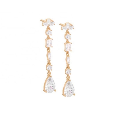 Inspiracja religijna S925 Sterling Silver Gemstone Drop Earrings w 18K Gold Plating