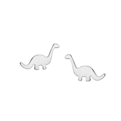 Dziecięce złote kolczyki z dinozaurów 925 srebrnych mini