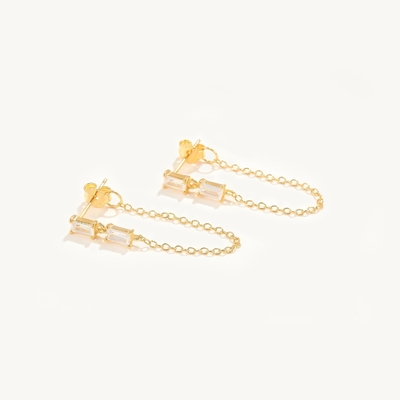 Sprzedaż baguette sześcienny Zirkon Threader Stud kolczyk biżuteria 925 srebra szterlingowego dla kobiet