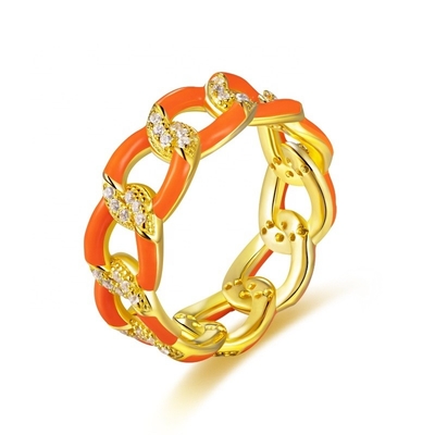 925 Sterling Silver Twist Ring Złote Zalicowane Emalem Kobietowe Paski Zaręczynowe