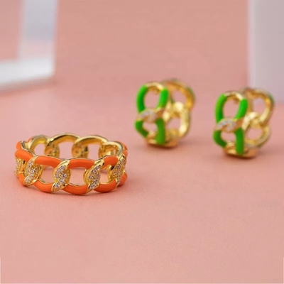 925 Sterling Silver Twist Ring Złote Zalicowane Emalem Kobietowe Paski Zaręczynowe