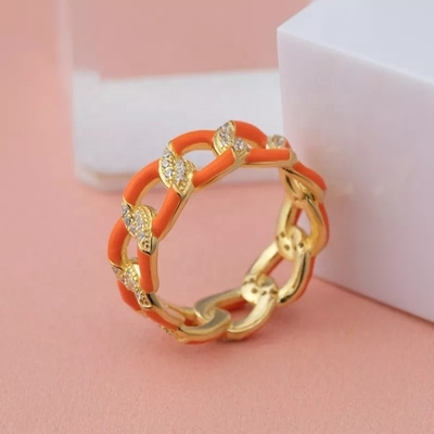 925 Sterling Silver Twist Ring Złote Zalicowane Emalem Kobietowe Paski Zaręczynowe