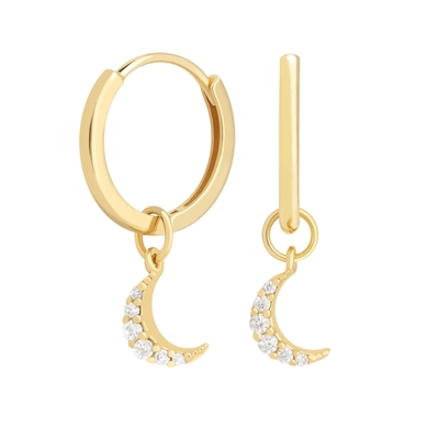 Kolczyki Dangle Moon Hoop 925 srebrne dla kobiet Brazylijskie złoto pokryte 18K biżuteria na zamówienie