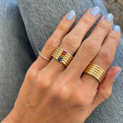 18K złoto pokryte tęczy baguette Cut CZ Multi Fashion 925 Sterling srebrne kobiety pierścienie