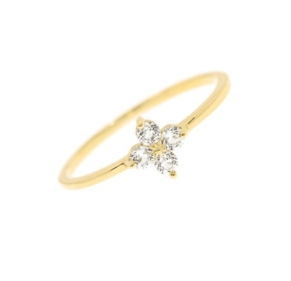 Elegantnie 18K złoto Vermeil cztery topazy kamienie szlachetne Kwiat 925 Sterling srebrne pierścienie