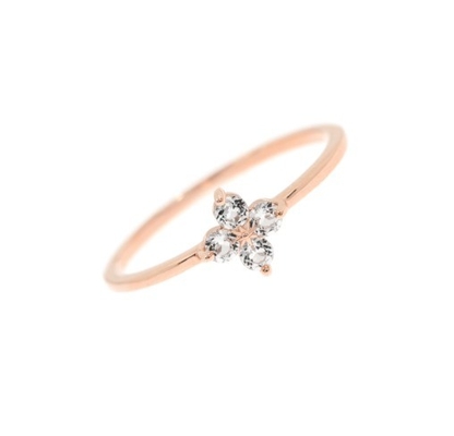 Elegantnie 18K złoto Vermeil cztery topazy kamienie szlachetne Kwiat 925 Sterling srebrne pierścienie