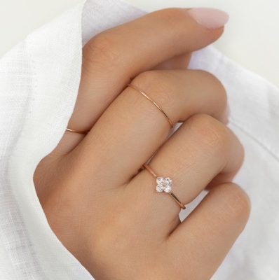Elegantnie 18K złoto Vermeil cztery topazy kamienie szlachetne Kwiat 925 Sterling srebrne pierścienie