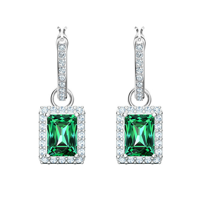 Zielony CZ Diament 925 Srebrny Klasyczny Luksuzowe kolczyki dla mody damskiej