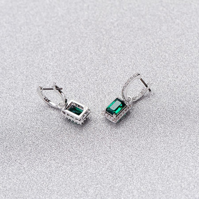 Zielony CZ Diament 925 Srebrny Klasyczny Luksuzowe kolczyki dla mody damskiej