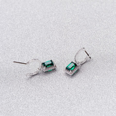 Zielony CZ Diament 925 Srebrny Klasyczny Luksuzowe kolczyki dla mody damskiej