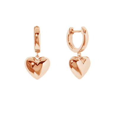 Luksusowy Heart Dangle Złote kolczyki z haków Sterling Silver 925 biżuteria dla kobiet