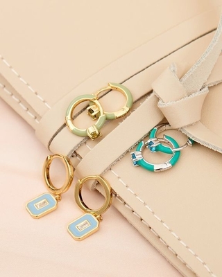 Neon Turquoise Enamel Micro Pave CZ Candy Kolorowe Dziewczynki Kobiety Kolczyki przyjazne dla środowiska Tak