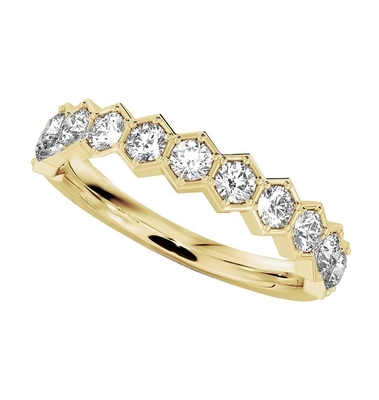 US5-US11 Związek ślubny z pączką miodną Złote 925 Sterling Silver Ring