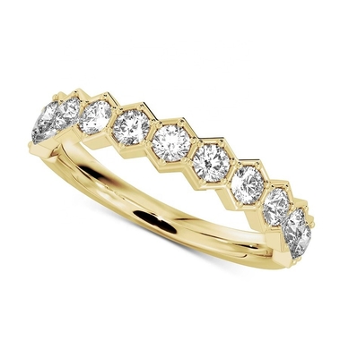 US5-US11 Związek ślubny z pączką miodną Złote 925 Sterling Silver Ring