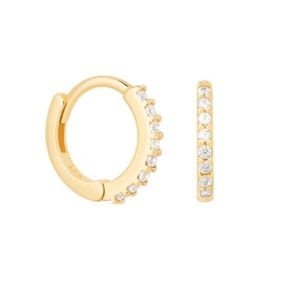 ODM 925 Sterling Silver Hoop Ogrzebienia Średnie Z Małym Złotem 18K Vermeil