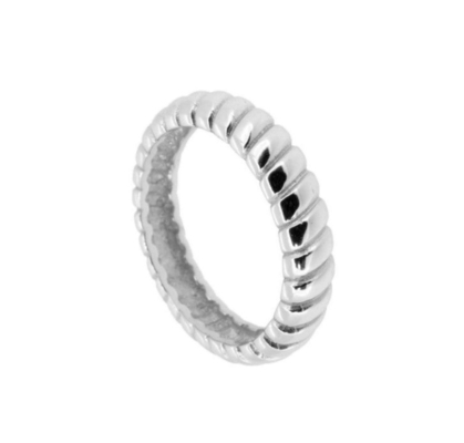 Szerokość 6 mm Pierścień zaręczynowy z srebrnym skrętem 18K Złoto Rhodium Kolor Skręty Srebrny Pierścień