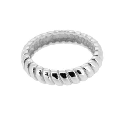 Szerokość 6 mm Pierścień zaręczynowy z srebrnym skrętem 18K Złoto Rhodium Kolor Skręty Srebrny Pierścień