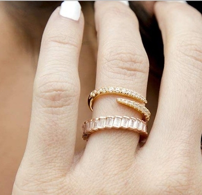 14K Złote Zirkonia otwarte skręty Eternity Band Ring ECO Friendly