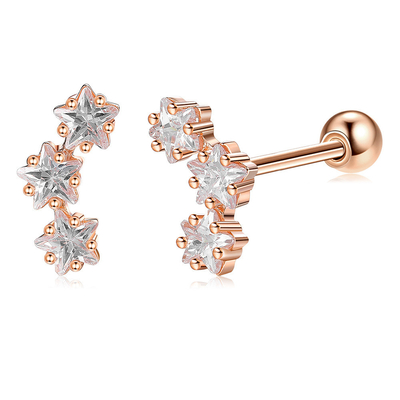 18K Złote 925 Sterling Silver Star Cubic Zirconia Stud kolczyki dla kobiet Akcesoria