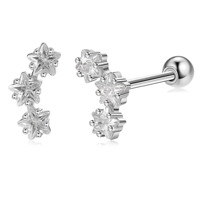 18K Złote 925 Sterling Silver Star Cubic Zirconia Stud kolczyki dla kobiet Akcesoria