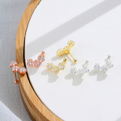 18K Złote 925 Sterling Silver Star Cubic Zirconia Stud kolczyki dla kobiet Akcesoria