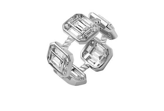 Szmaragd Biały CZ Kobiety Eternity Band Baguette 18K złoto 925 Sterling srebrne pierścienie