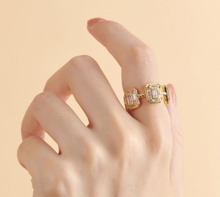 Szmaragd Biały CZ Kobiety Eternity Band Baguette 18K złoto 925 Sterling srebrne pierścienie