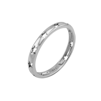 TRENDY STYLE Star Hollow Eternity Band Pierścienie w 925 srebrnej biżuterii z 18K złotem