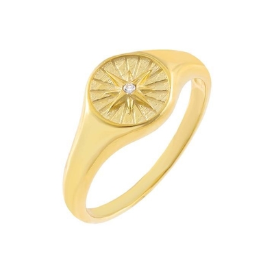 Zastosowany Sterling Silver Signet Ring Kobiety 18K Złoto Kobiety Signet Rings