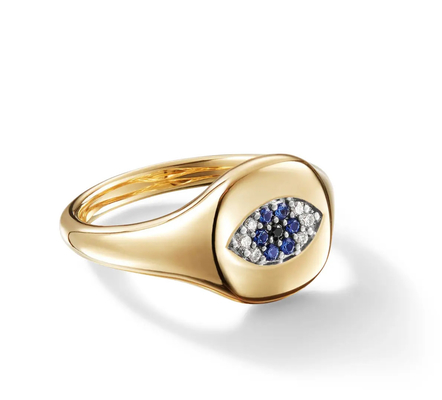 Brazylijskie kolekcjonerskie urządzenia kablowe Evil Eye Mini Pinkie Ring 18K złoto białe CZ 925 srebro