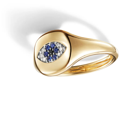 Brazylijskie kolekcjonerskie urządzenia kablowe Evil Eye Mini Pinkie Ring 18K złoto białe CZ 925 srebro