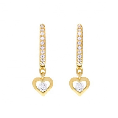 Złote Mini Dangle Heart CZ Huggie Kolczyki Dodaj dotyk uroku do swojego wyglądu