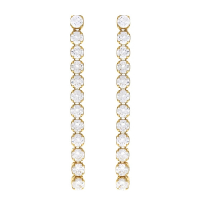 Zobowiązanie Przypadek Rhodium 925 Sterling Silver Glittery Tenis Chain Drop Kolczyki