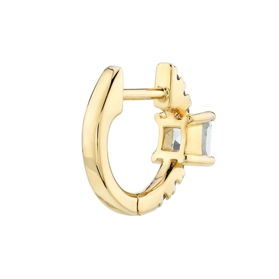 925 Sterling Silver Mini Gold Plated Baguette Hoop Huggie Kolczyki dla kobiet biżuteria