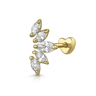 Złote kolczyki Rhodium Stud Białe CZ dla kobiet Styl codzienny
