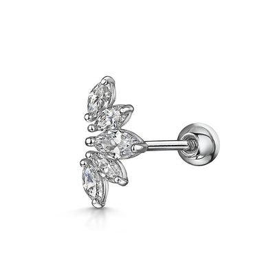 Złote kolczyki Rhodium Stud Białe CZ dla kobiet Styl codzienny