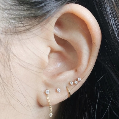 OEM Constella Stud Kolczyki 925 18k Białe Złoto Stud Kolczyki