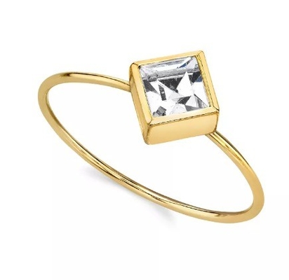 14K Złoto Wpłynęte Kryształowe Pierścień Z Zirkonia OEM Pierścień Rhinestone