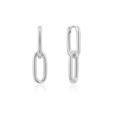 Ślubna okazja prosty srebrny kabel link stud kolczyk 30mm wysokość elegancki projekt