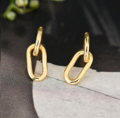 Ślubna okazja prosty srebrny kabel link stud kolczyk 30mm wysokość elegancki projekt