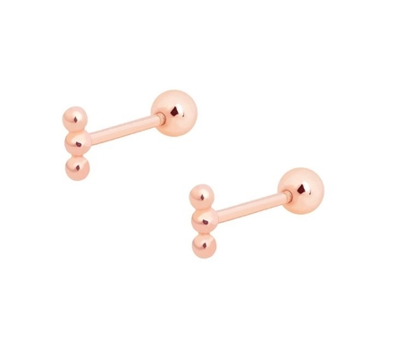 Mini Barbell z perlami Srebrny kolczyk ze śrubą z tyłu 925 srebra szterlingowego