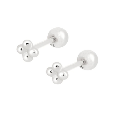 6 mm srebrne kolczyki barbell stud z odkręconym tyłkiem