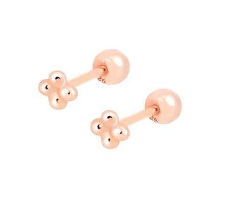 6 mm srebrne kolczyki barbell stud z odkręconym tyłkiem