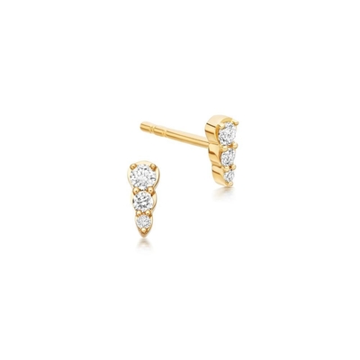 Modne Mini Three Stone CZ Stud 925 Srebrne kolczyki