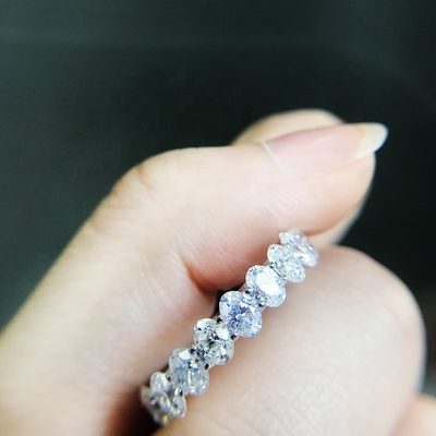Jasny CZ Owal Eternity Band Pierścionek biżuteria Kobiety Srebrny Pierścień Eternity