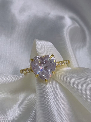 Technologia Micro Insert Inlay Heart Cut CZ Stone 925 Sterling Silver Pierścienie zaręczyn