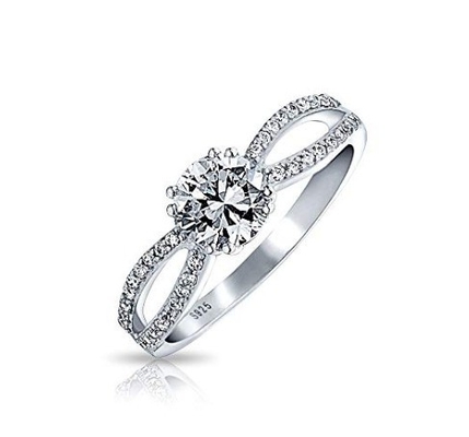 925 Sterling Silver Ring Mikron Pave White Gold Plated dla kobiet